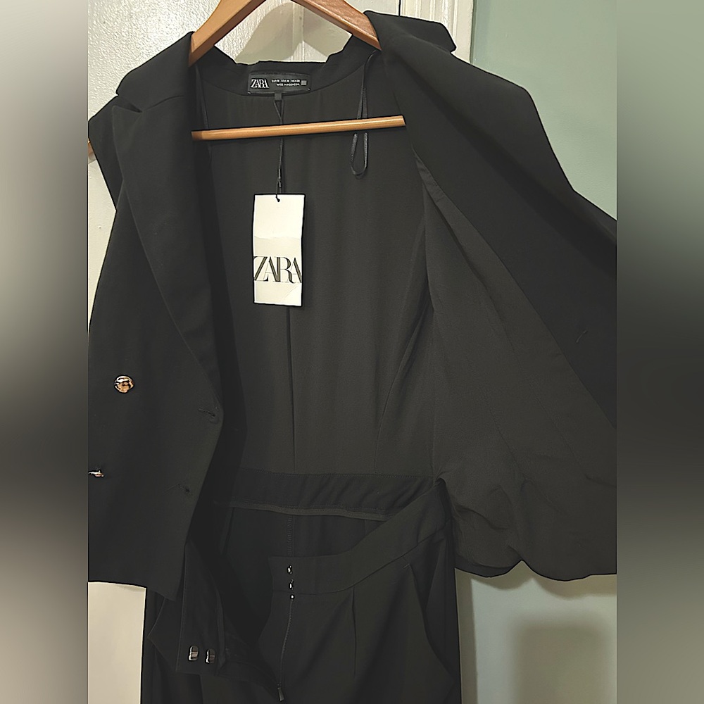 NWT Zara women’s Pants Suit black with sleeveless double breasted top Sz M - Picture 3 of 7